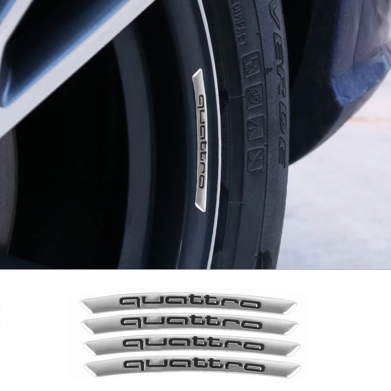 4pcs Alloy Car Wheel Hub Stickers Quattro Emblem Accessories For Audi Sline A1 A3 A4 B8 B7 B6 A5 A6 A7 A8 Q2 Q3 Q5 Q7 TT