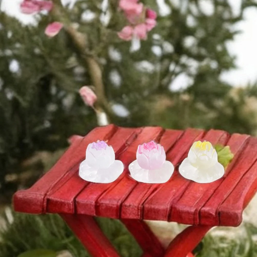 

12Pcs Miniature Glow in The Resin Ornaments for Fish Tank Bonsai Garden Desktop Tiny Lotus Micro Landscaping