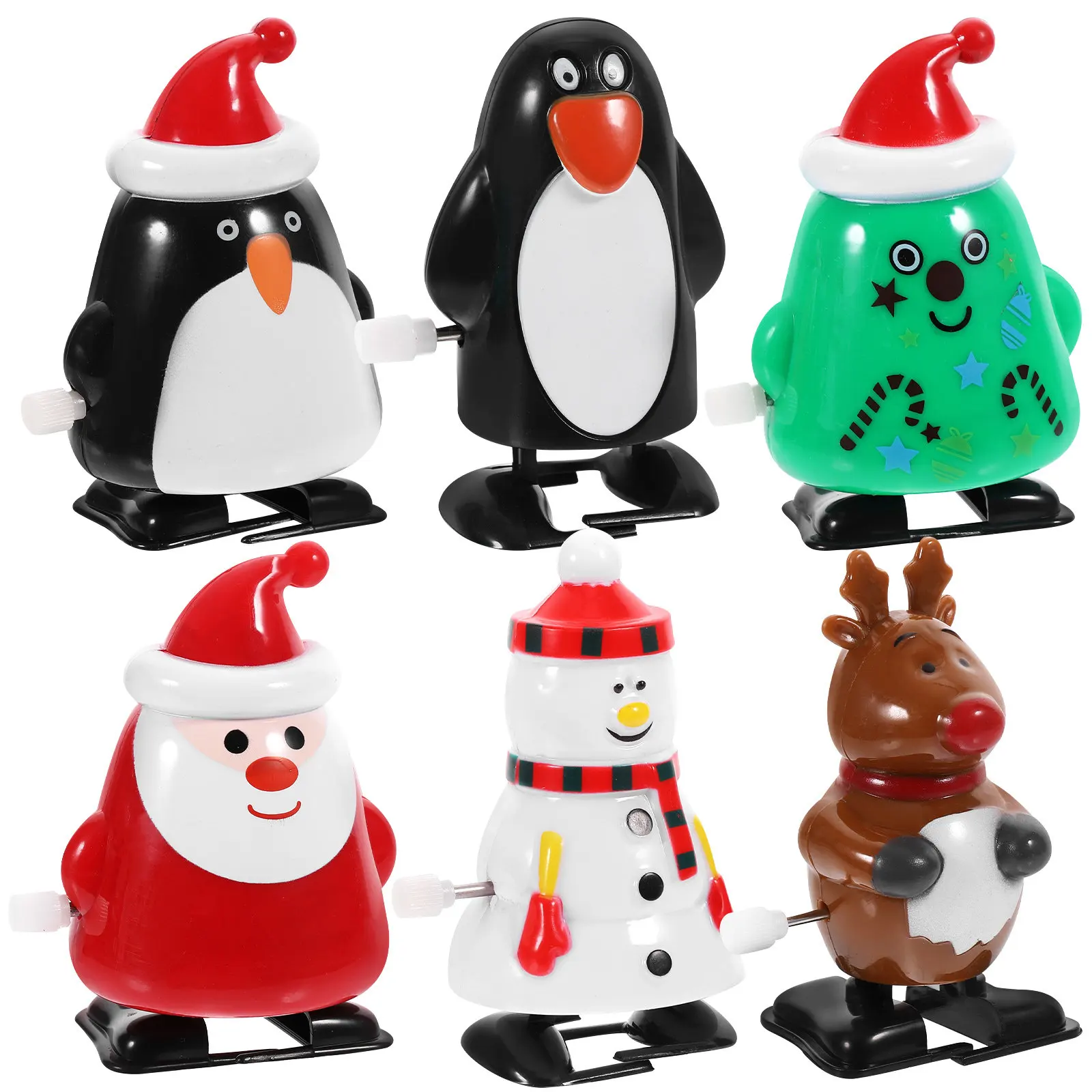 

6Pcs Christmas Wind-Up Santa Clockwork Novelty Playthings Xmas Party Desktop Ornaments Funny Festival Walking Gift