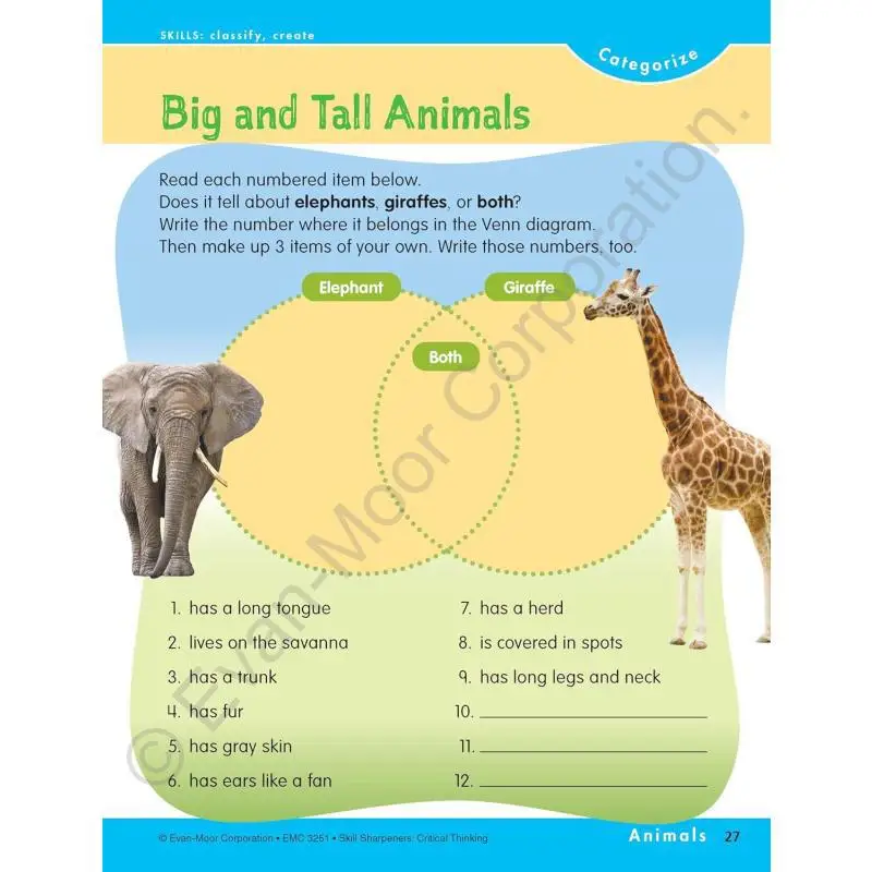 SKILL SHARPENERS Critical Thinking Grade 1 EvanMoor EvanMoor 9781629383491 Book