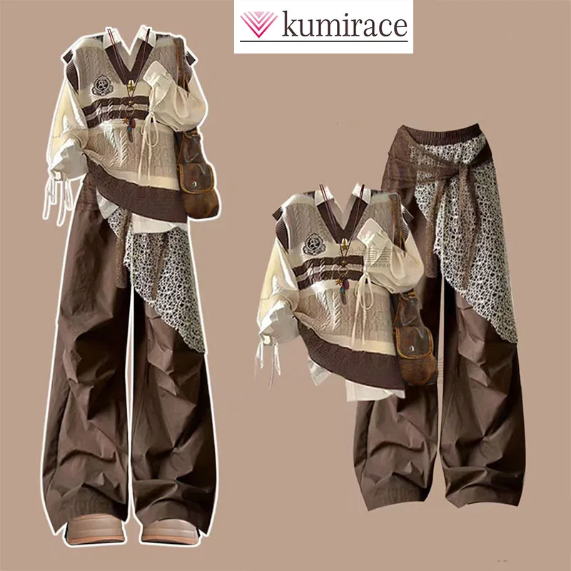 

Maillard Early Autumn Korean Style College Style Set for 2025 Autumn, Paired with a Complete Set of Cool and Stylish Work Pants