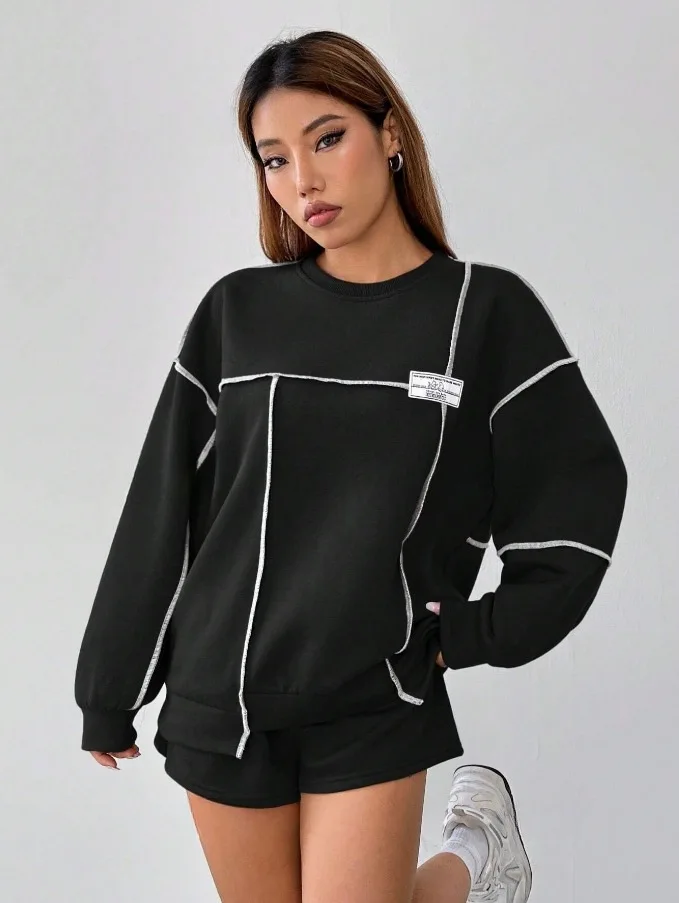 Solid Color Casual Hoodie For Female Pocket Creative Hoody All-Match Street Clothes Woman Sweatshirts Comfortable Pullovers
