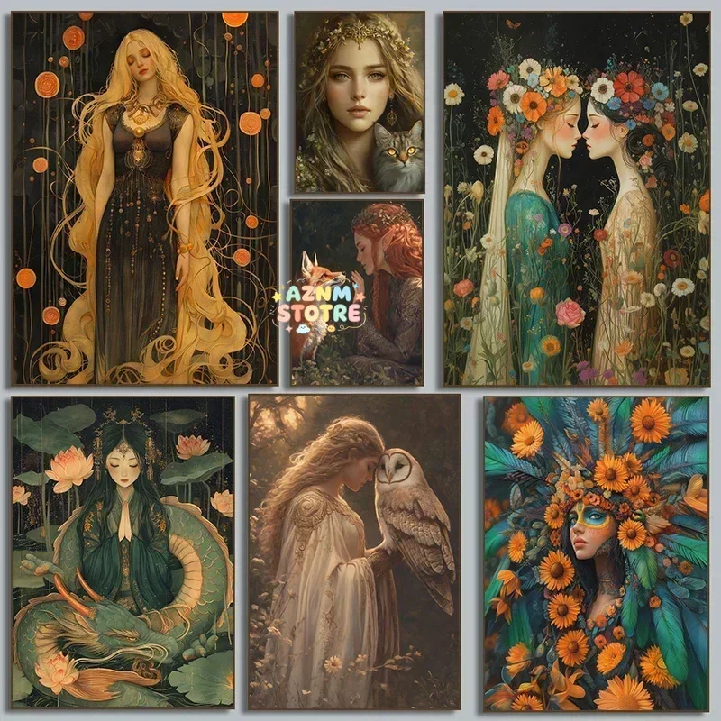 Surrealist Goddess Portrait Greek Mythological Art Posters Prints Canvas Painting Wall Art Picture Living Room Home Decor