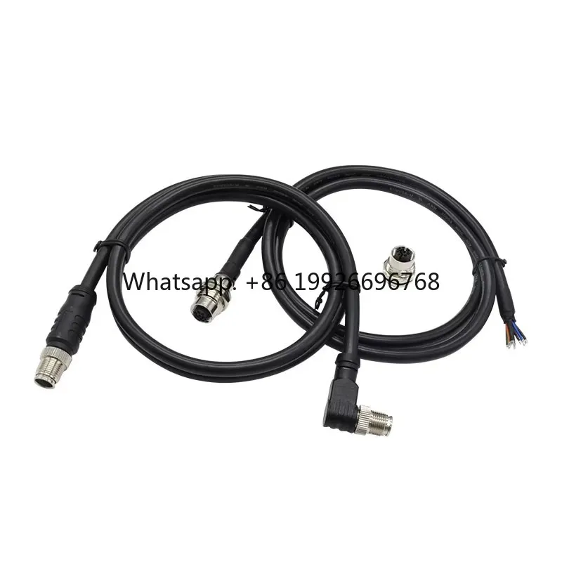 Custom M12 Connector Y Code Male Female Straight Right Angle CAT5 Cable Waterproof M12 Panel Mount Connector M12 Connector 8Pin