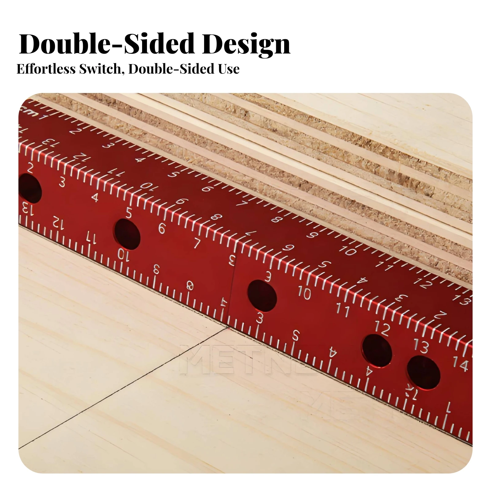 Four-Sided Ruler Aluminum Alloy Magnetic Measuring Ruler Layout Tool Engraved Graduations Centimeter Scale