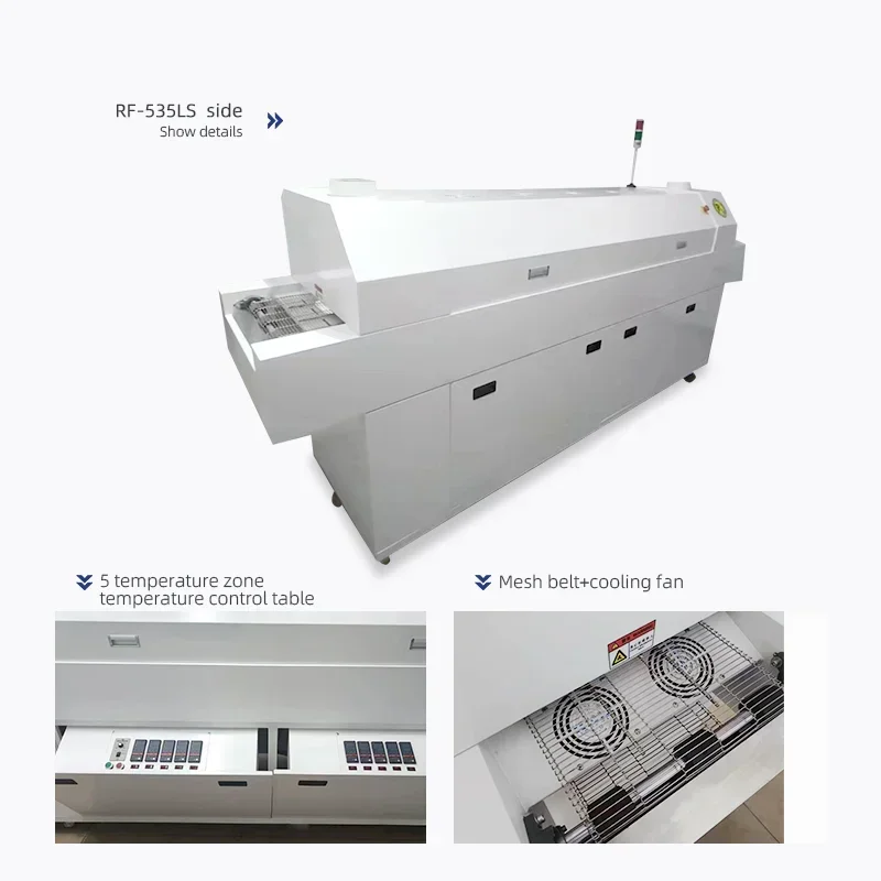 5 Heating ZonesSmt Assembly Line Desktop Smd Hot Air Conveyor Reflow Wave Soldering Oven For Pcb Welding Reflow Soldering