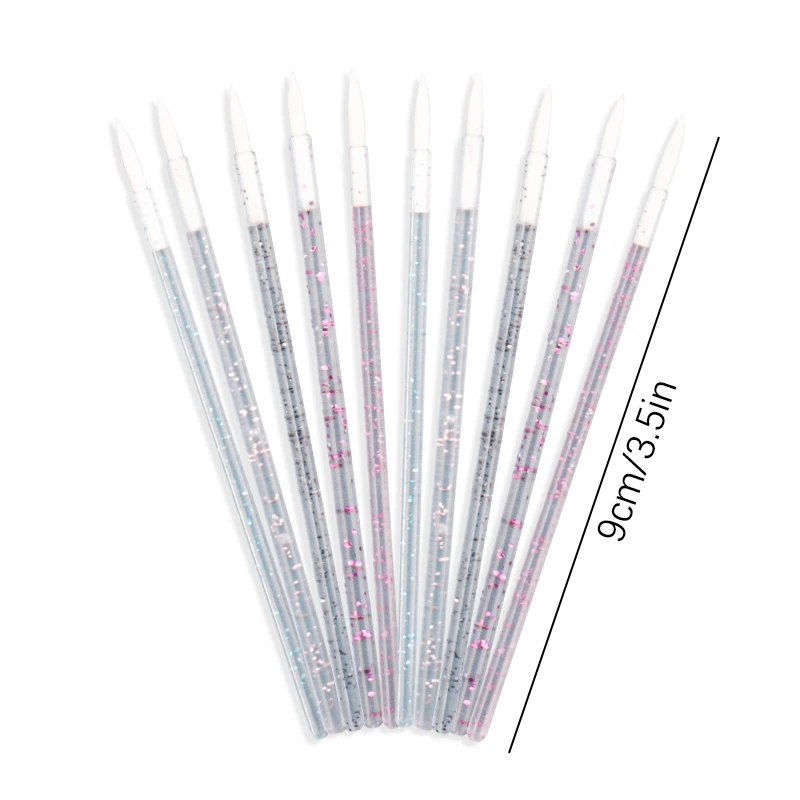 10 pezzi usa e getta floccaggio Lip Brush Lip Gloss applicatore Stick Crystal Rod Lovely Lip Glaze Brush strumento per il trucco