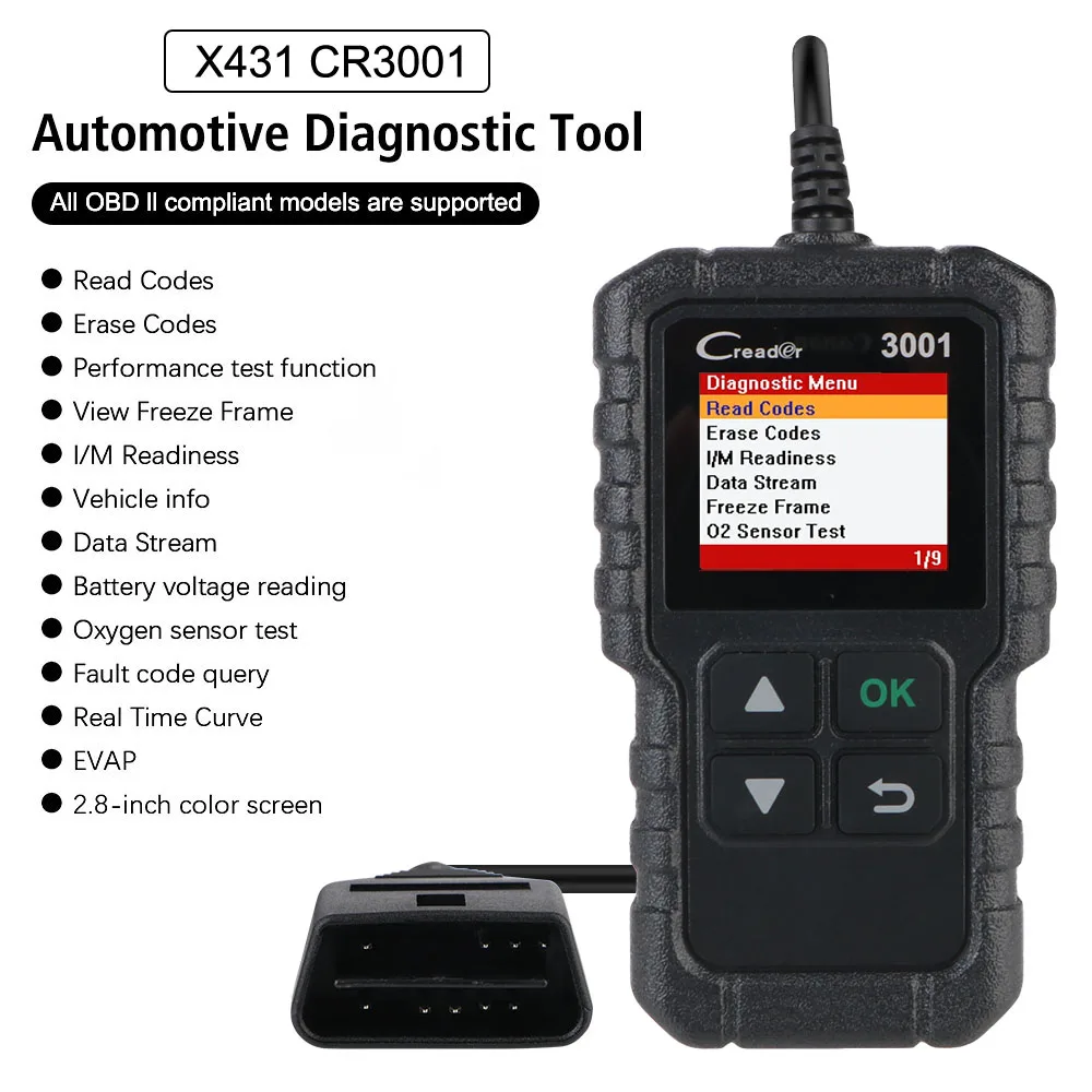 Multilingual Icar2 Code Auto Scan Diagnostic Tool PK ELM327 V1.5 CR3001 OBD2 Scanner Support Full OBD2 Functions X431