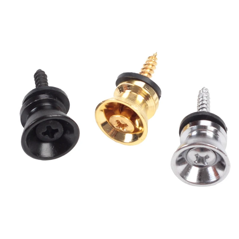 Metal Guitar Strap Lock Button for Acoustic / Classical / Electric Guitar Bass Ukulele with Mounting Screw, 3 Colors End Pin