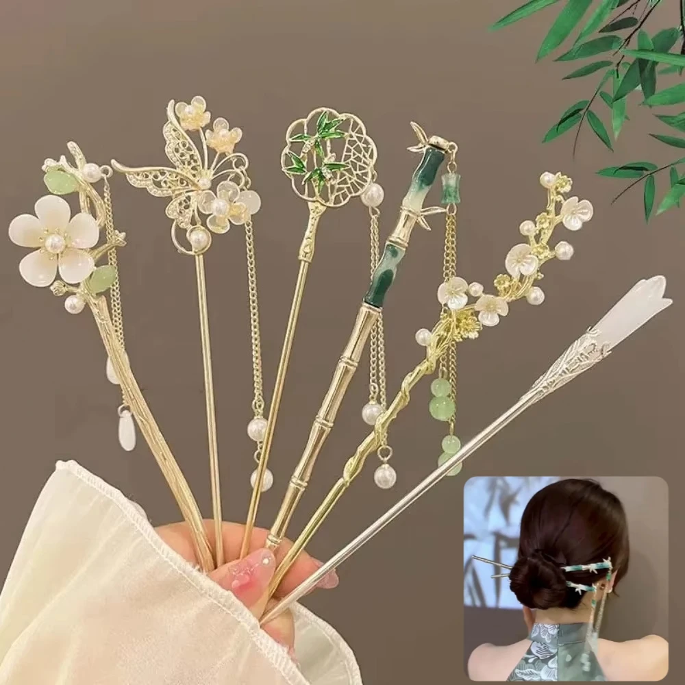 

Retro Chinese Style Tassel Hair Clip For Women Hair Stick Pins Flower Handmade Hairpins Charm Styling Accessories Hair Ornaments