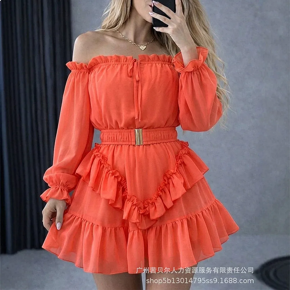 Womens Off Shoulder Ruffle Dress Ruched Bodycon Short Dresses Summer Spring Evening Dresses