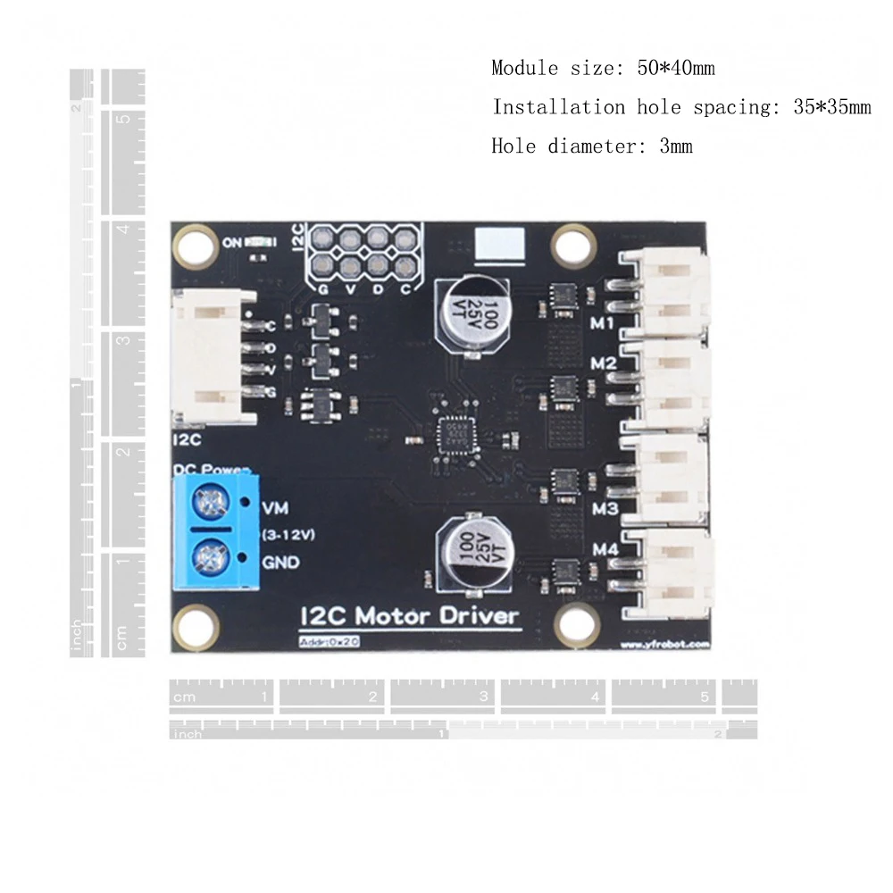 4 Channel I2C DC Motor Driver Module IIC Communication Smart Car Motor Controller 5V Logic Voltage 3-12V Drive Voltage Board