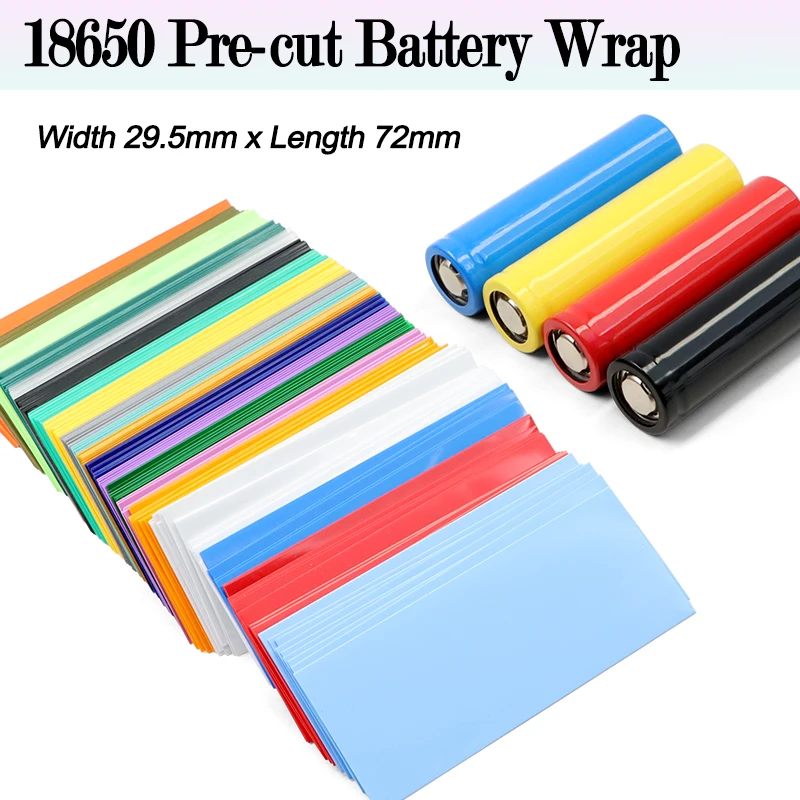 100/500 Stück 18650 Vorgeschnittene Batterie-Schrumpfschläuche 29,5mmx72mm PVC-Isolierhülle für Lithium-Batterie-Schutzummantelung