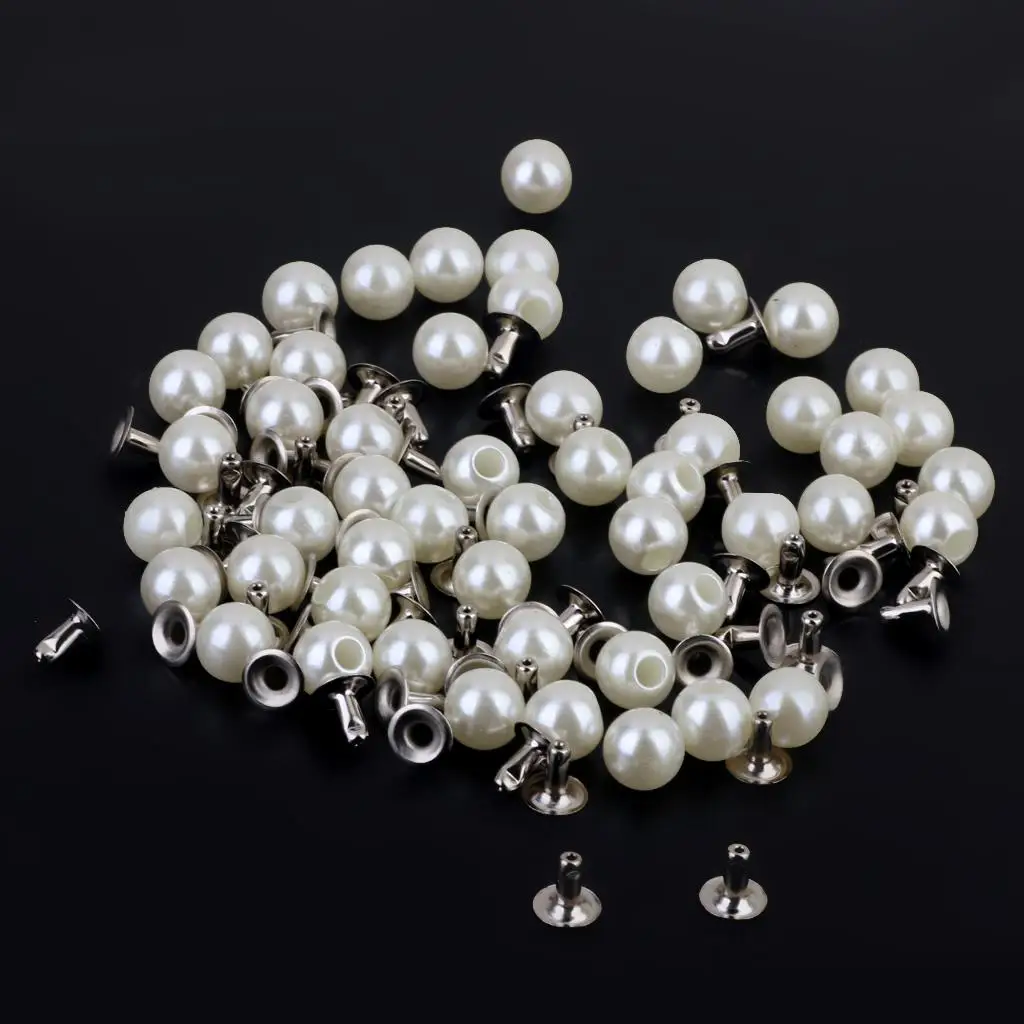 Pearl Rivets 6mm Acrylic Iron Round Studs for DIY Crafts Bag Clothes Shoes Handmade Accessories