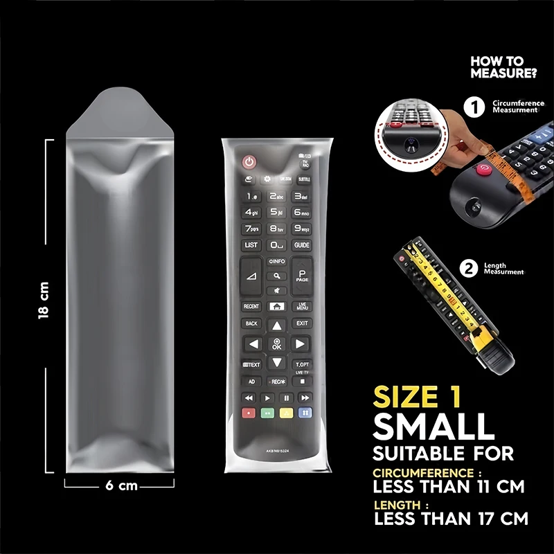 6x18cm/8x28cm Non-slip Air Condition Cover Transparent  TV Remote Storage Bag Remote Control Case Remote Control Protctive Case