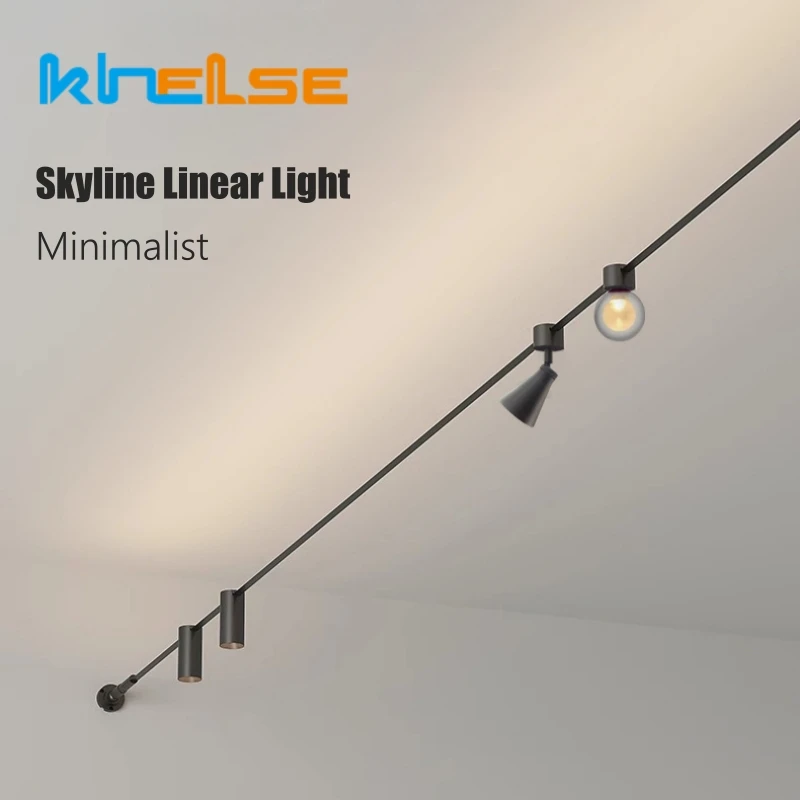 

Минималистичный линейный светильник для коридора, прохода, потолка, светодиодный светильник со стальной полосой для гостиной, фоновая линия, декор, настенный бра, лампа