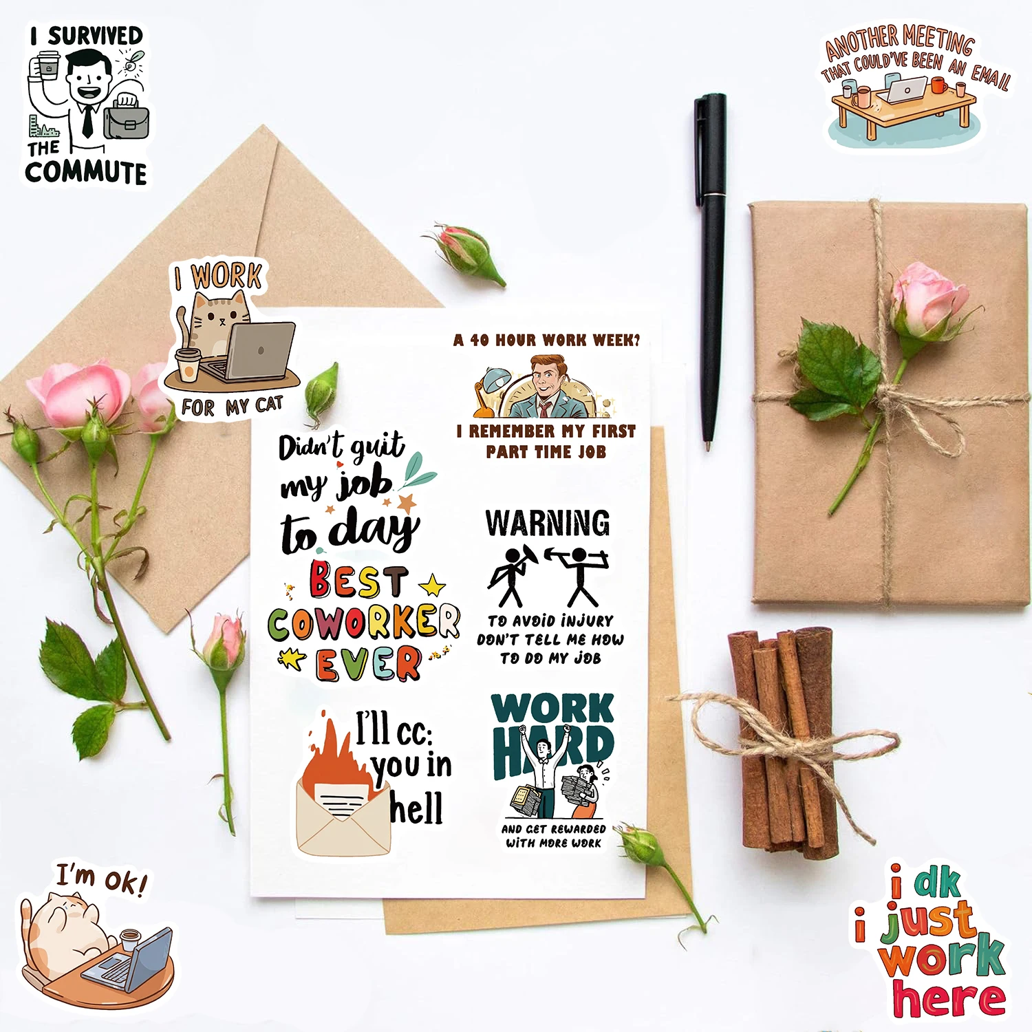 50PCS Interesting Job Stickers Cartoon Cute Fridge Reward Notebook Scrapbooking Notebook Waterproof Luggage Laptop Sticker