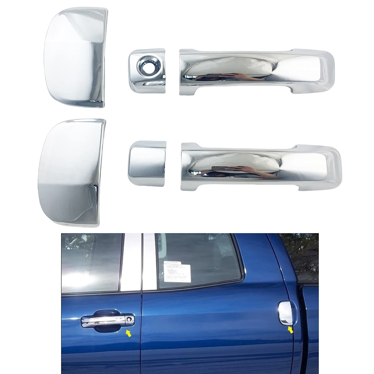 ABS Chrome Plated Car Accessories Door Handle Bowl Covers Trim Paste Style For Toyota Tundra Sequoia Pickup Truck 2007 - 2021