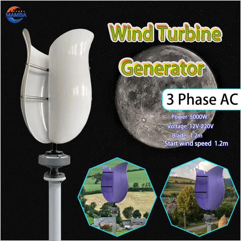 48V 5000W Wind Generator with Charger Controller 3 Blades Minitype Wind Turbine Generator Kit Clear Energy Windmill