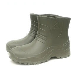 New Men Mid-calf Rain Boots EVA Lightweight Water Shoes Waterproof Thick Heels Fishing Boots Wellies Boots