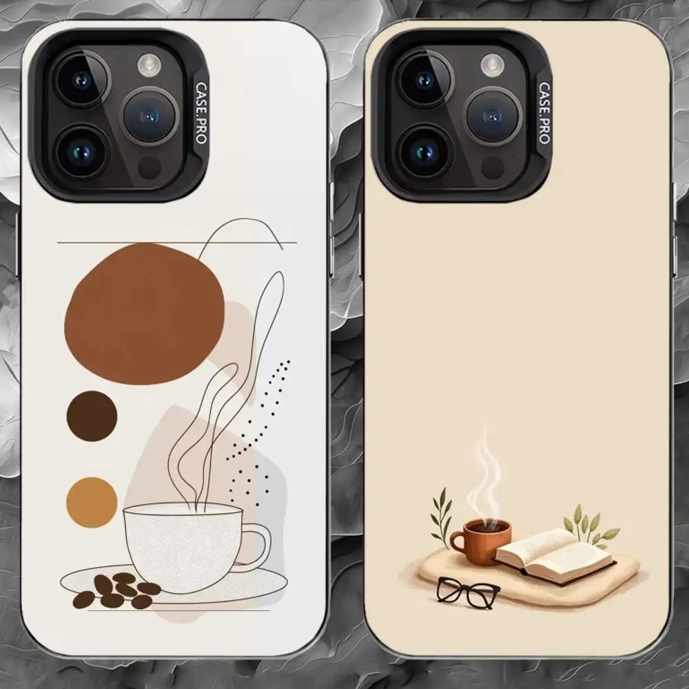 

C-coffee Phone Case For iPhone 17 16 15 14 13 12 11 Pro Max Plus Silver Matte Black Cover