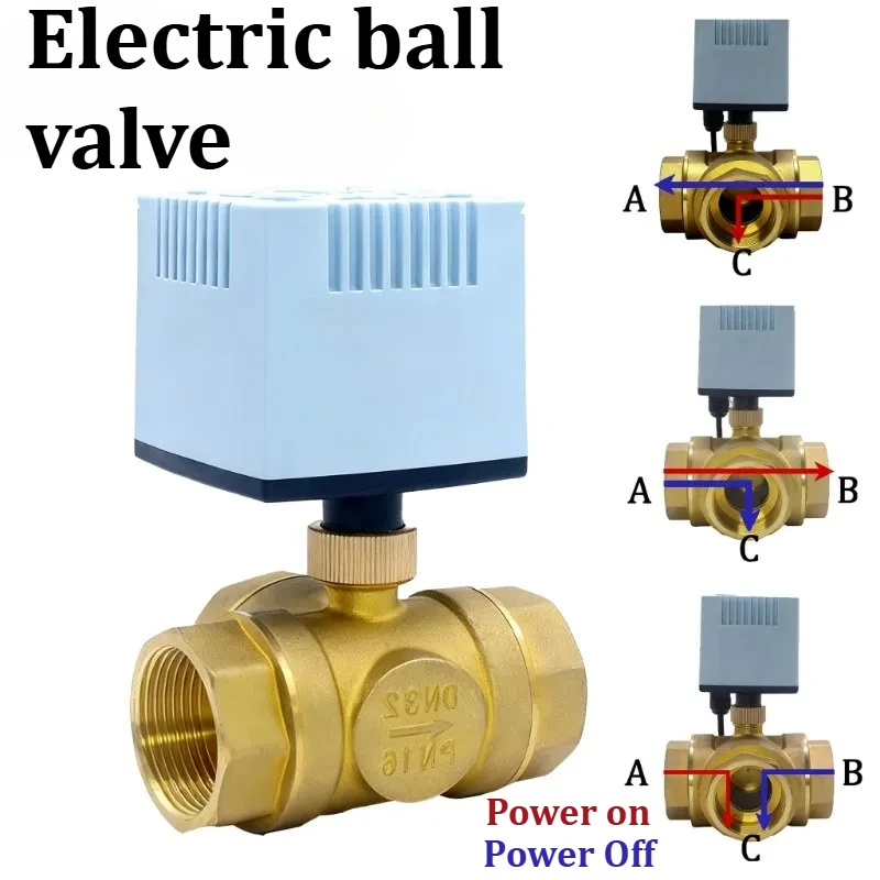

Водяной клапан, электрический латунный DN15 до 50, IP67, трехходовой/двунаправленный, 220 В переменного тока, 12/24 В постоянного тока, электрический привод, кондиционер/изображение