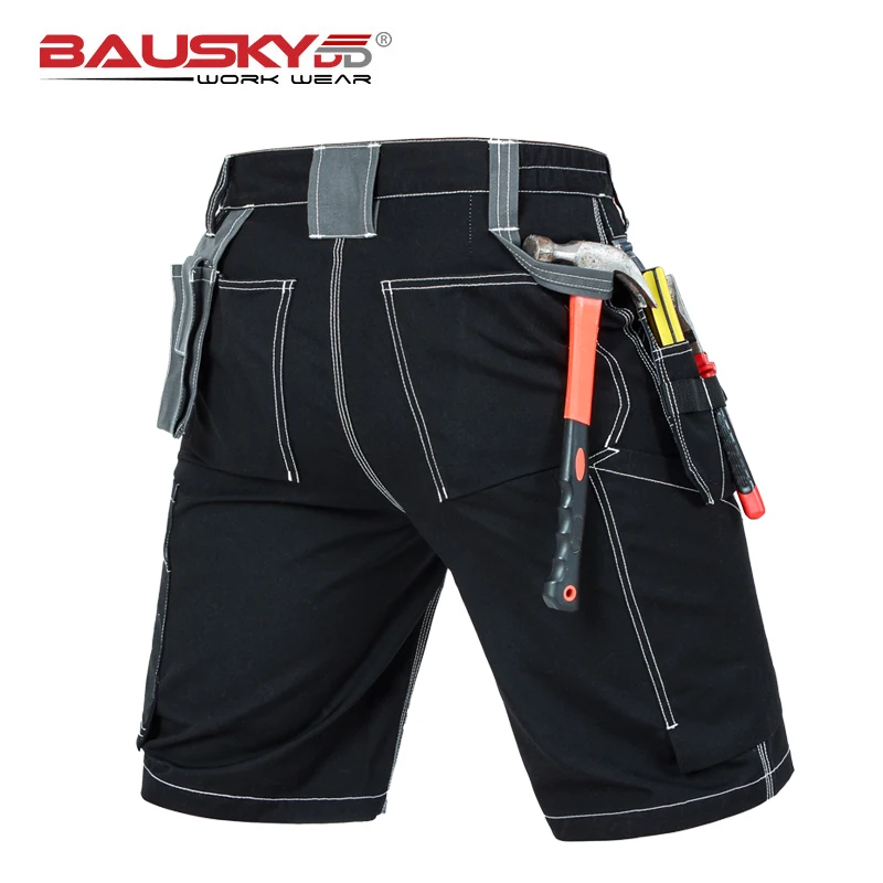 Short de travail durable et résistant à l'usure pour homme, pantalon de travail, vêtements de travail, fjBlack, gris, poches multi-outils, été