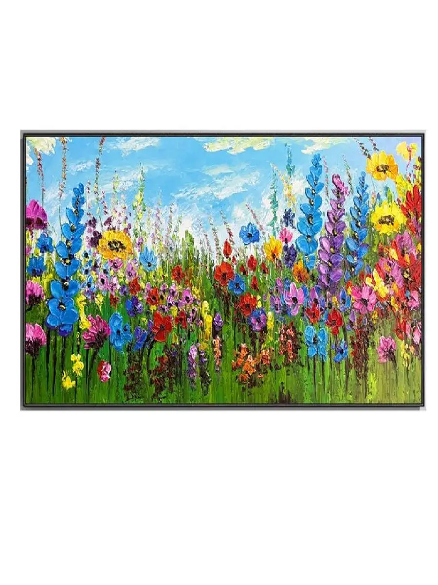 Large Hand Painted Abstract Floral Landscape Oil Canvas  Textured Colorful Flower Wall Art for Modern Home Decor