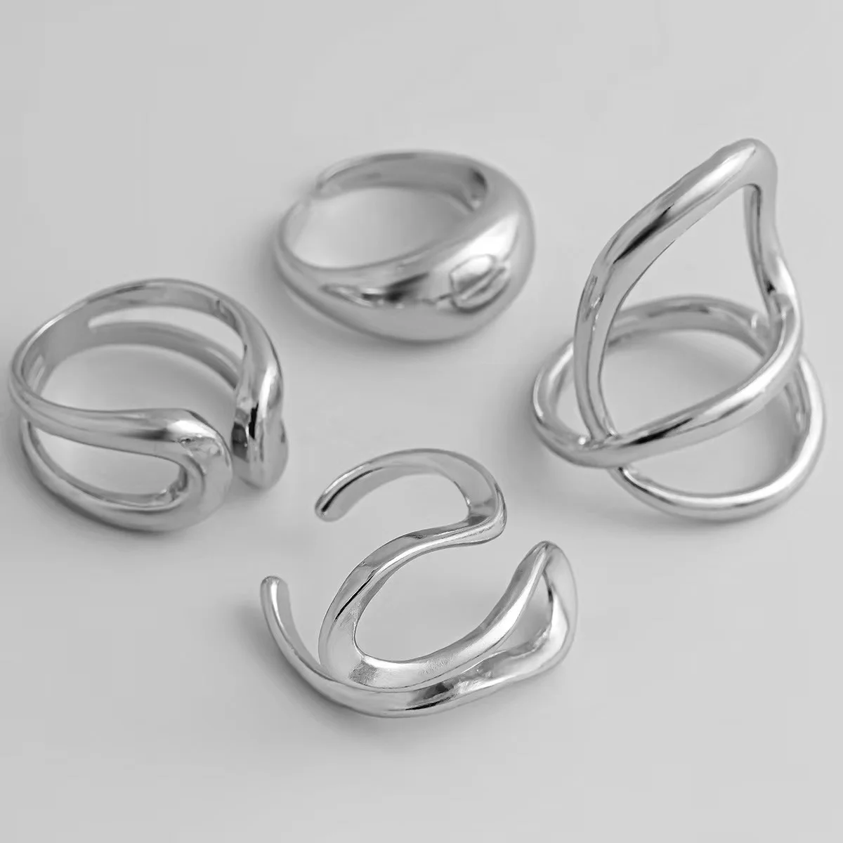 Cross-Border Hot Vintage Irregular C-shaped Open Ring Set Women Creative Geometric Finger Knuckle Ring Couple Jewelry! Attachmen image 6