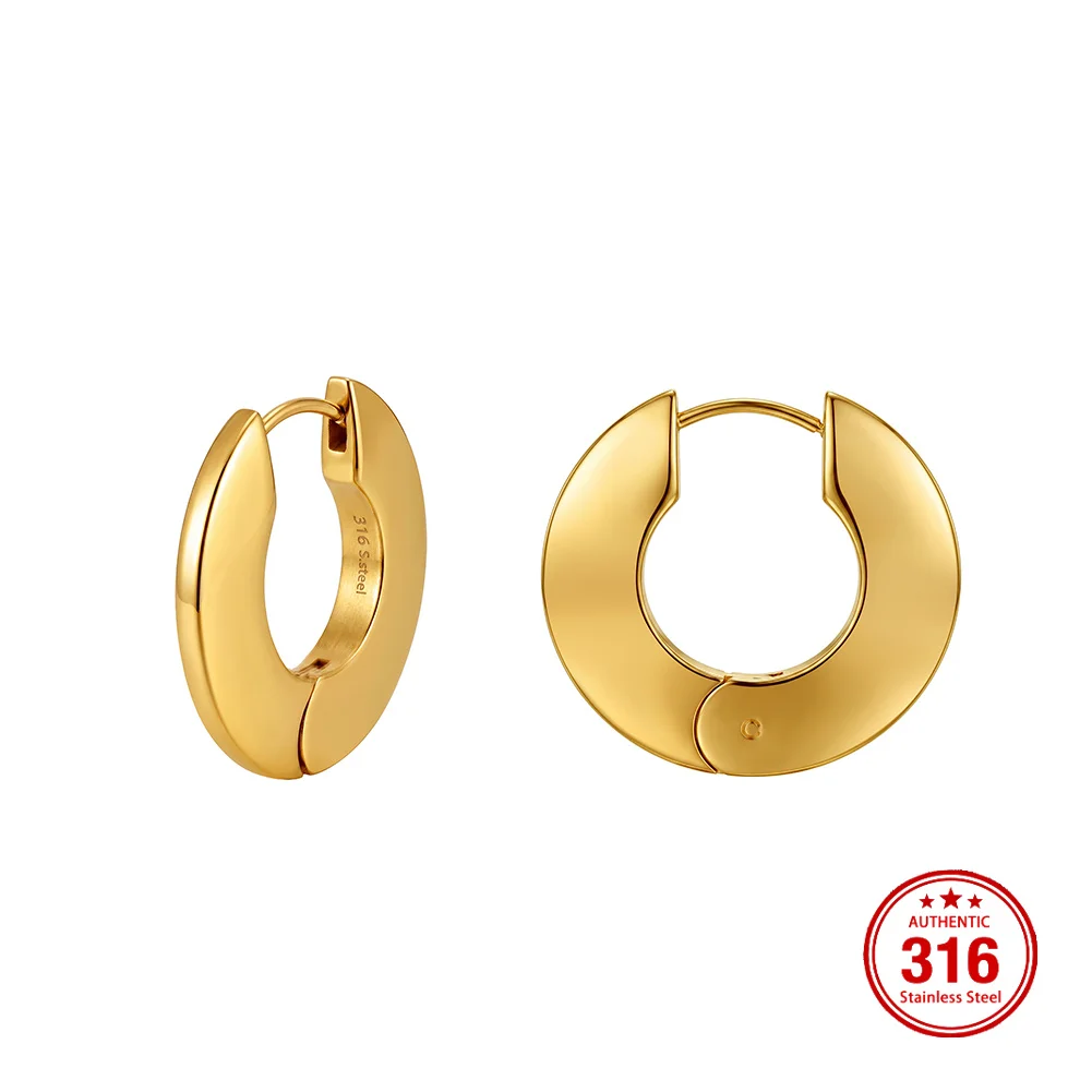 KISS MANDY 316 Stainless Steel Gold Plated Huggie Hoop Earrings Daily Circle Hoop Earrings Prevent Allergy Jewelry HTKE18