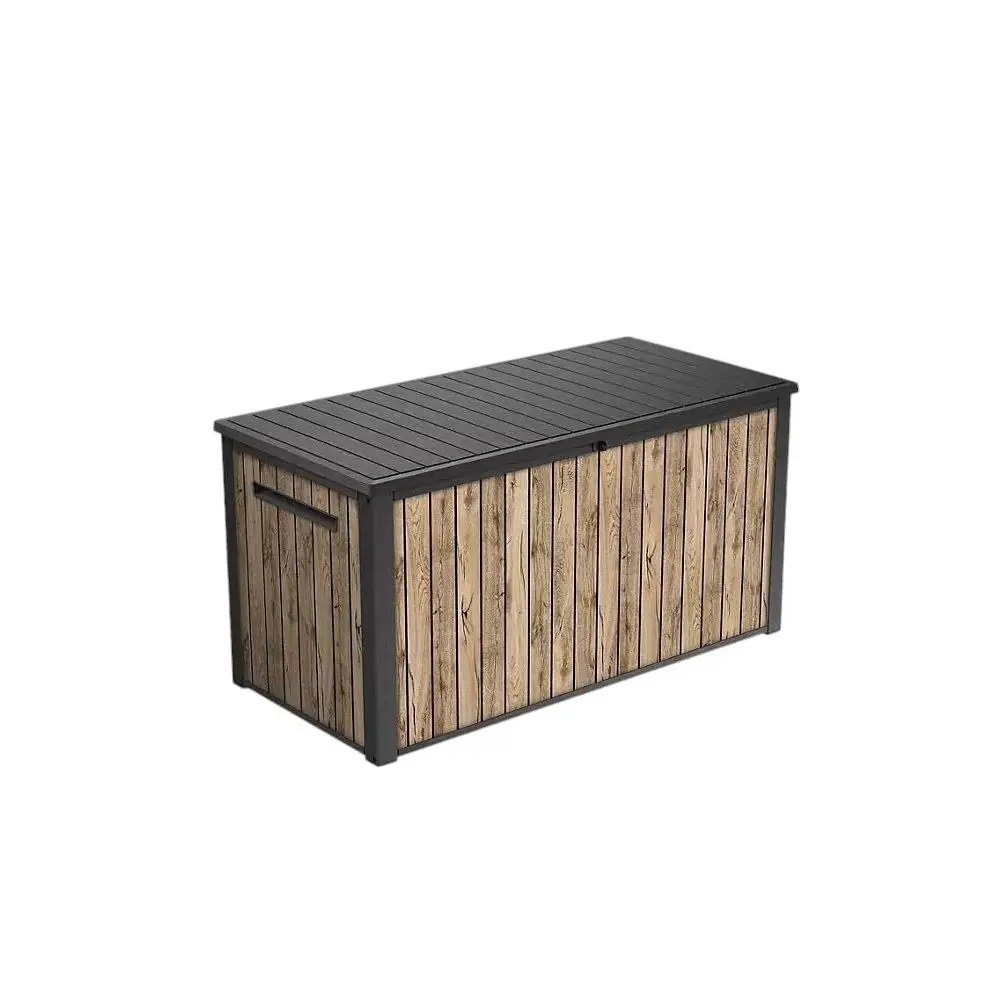 

Storage Box, WoodLook Resin Deck Container, Indoor Outdoor Storage, Ash Wood Brown 170 Gallon