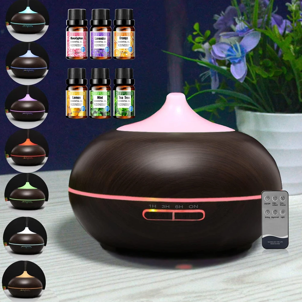 

550ml Ultrasonic Essential Oil Diffuser Whisper Quiet Aromatherapy & Humidifier for Large Spaces, 4 Customizable Timer Modes