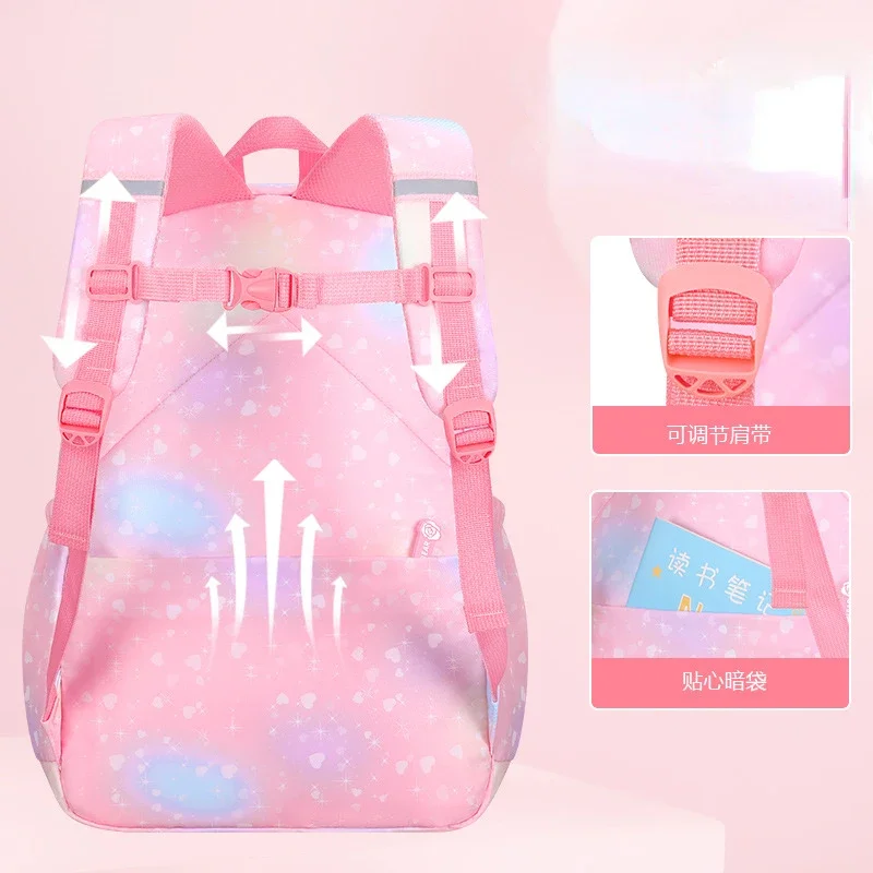 Mochila De estudiante de color caramelo para niñas, mochilas lindas de estilo escolar, bolsa ligera con reducción de carga para niños, grado 3 a 6