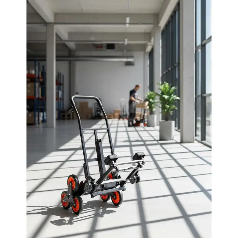 Chariot monte-escaliers, capacité de 220 lb, chariot pliant robuste avec poignée télescopique, 6 roues et 2 cordes élastiques, chariot monte-escaliers pour la maison, les courses, l'entrepôt