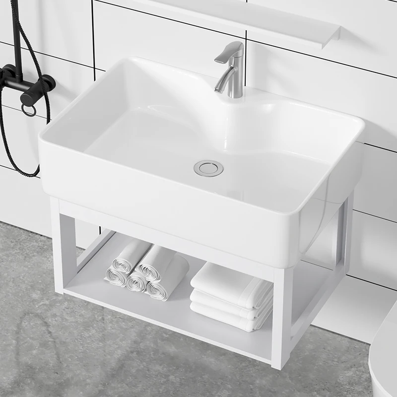 

Balcony Small Washbasin Bathroom Washbasin Pool Simple Small Unit Household Wall-mounted Washbasin Cabinet Combination