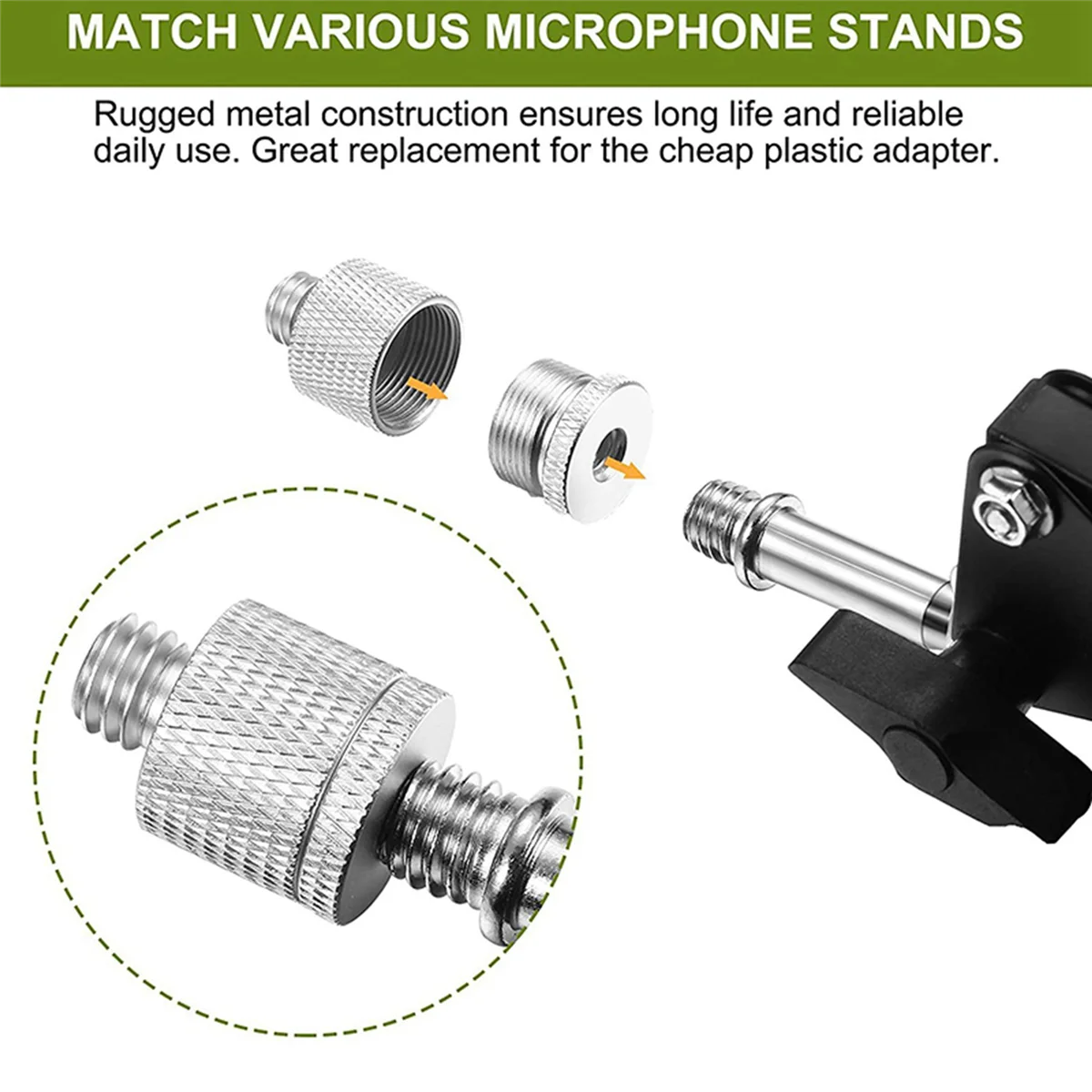 A14M 60 Pcs Mic Thread Adapter Set 5/8 Female to 3/8 Male and 3/8 Female to 5/8 Male Screw Adapter Thread
