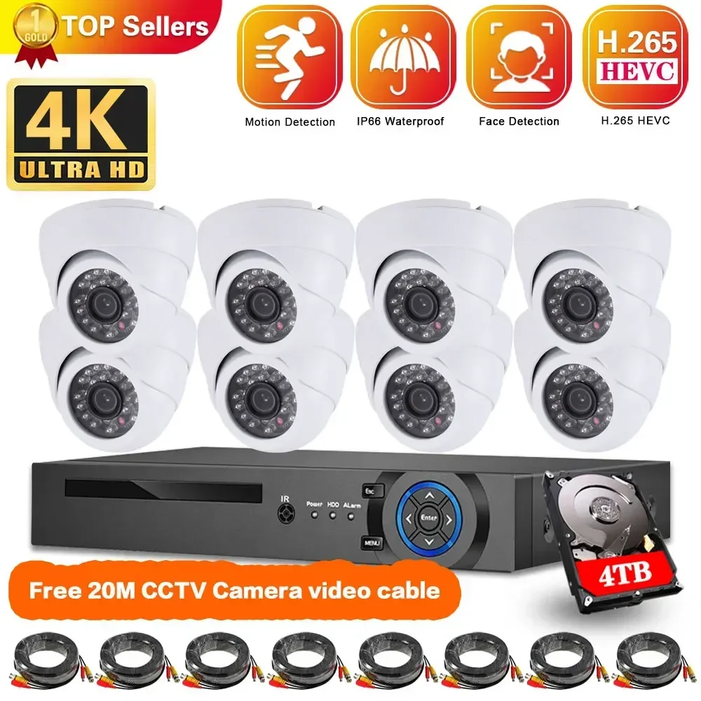 

4K CCTV AHD Camera Security System Kit 8CH DVR Set Outdoor Street 8MP BNC Bullet Camera Video Video Surveillance Kit XMEYE 4CH