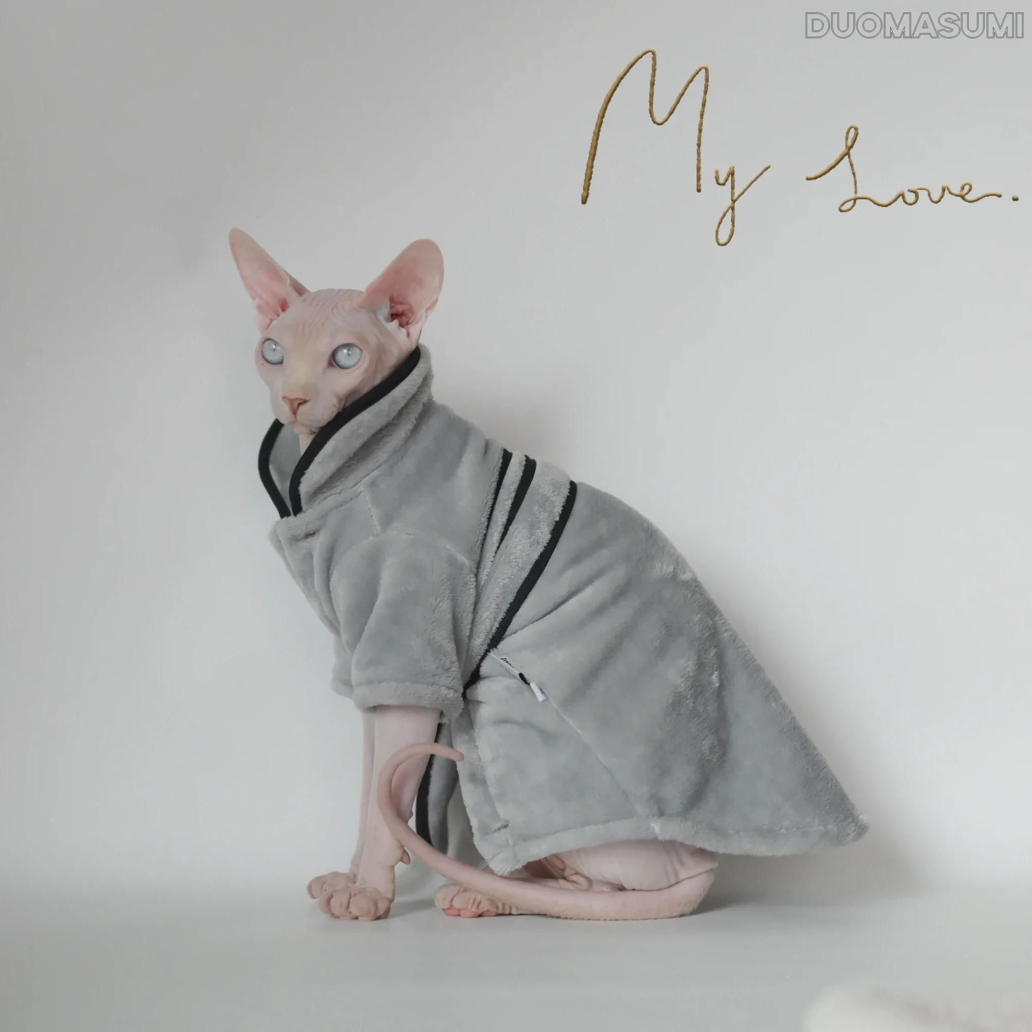 DUOMASUMI Warm Sphynx Cat  Pajamas Fashion Kitty Hairless Cat Clothing Comfort  Winter Dress for Devon Rex, Small Cats