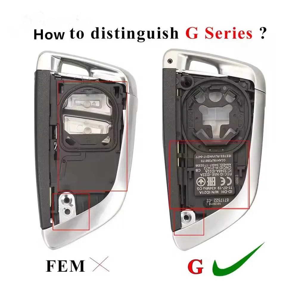

KEYECU Replacement Uncut Keyless Smart Remote Key Shell Case 4Button for BMW 3 5 6 7 X3 X5 X7 G Series G20 G30 G32 G11 2015-2019