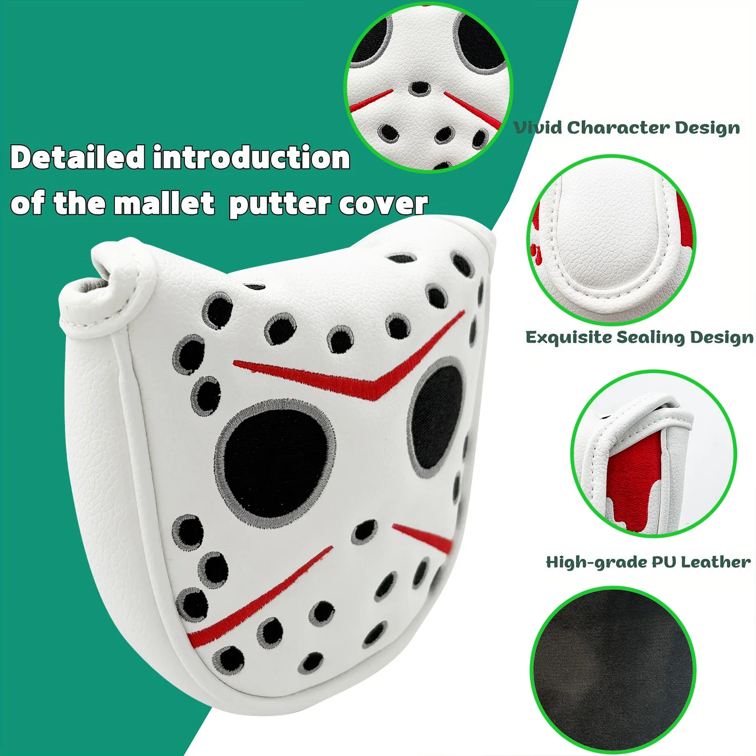 Putter Covers Golf Putter Cover Mallet Putter Headcover Golf Club Cover PU Leather Mallet Putter Cover with view 3