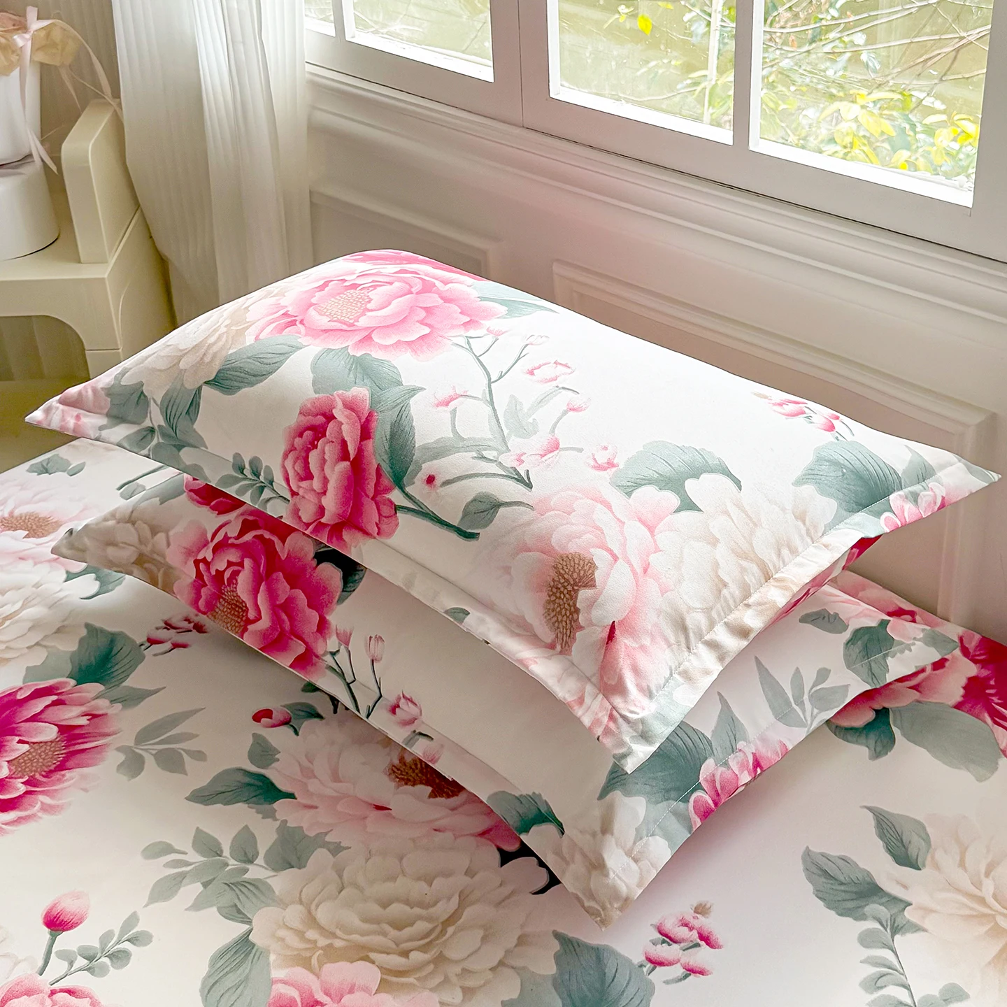 Sábana Ajustable con Estampado Floral y Elástico, Individual/Doble/Queen/King, Sábana para Cama, Agradable al Tacto, Ropa de Cama