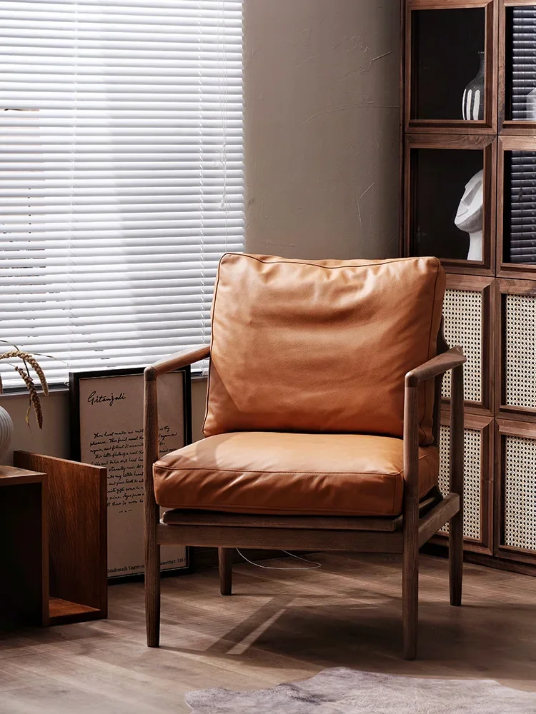 

Fabric sofa chair, living room leisure sofa, desk desk, high-sitting solid wood single double chair