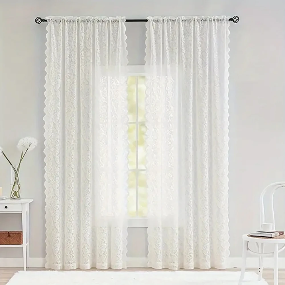 

1 шт. элегантные белые анчовные ромбические тюлевые кружевные шторы для гостиных, ванных комнат и домашнего декора, можно стирать в машине, цветочное кружево Pl