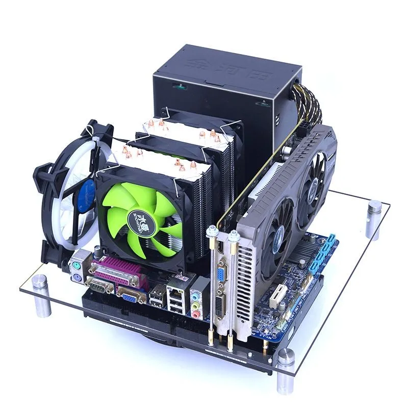 Imagem -02 - Aberto Suporte Placa-mãe Desktop Matx Caixa de Máquina Computador Transparente Acrílico Pmma Placa Vidro Penetração Completa Micro Atx Novo