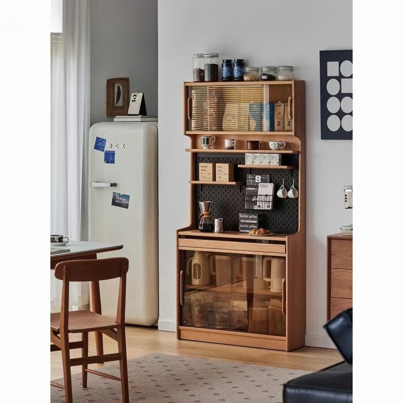 

Simple, solid wood, ultra-narrow, side cabinet, living room, small apartment, cherry wood, storage