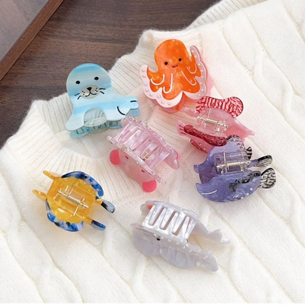 Personalized Korean Style Ocean Animal Hair Clip Acetic Acid Octopus Sea Creature Hair Claw Funny Fish Grab Clip Daily