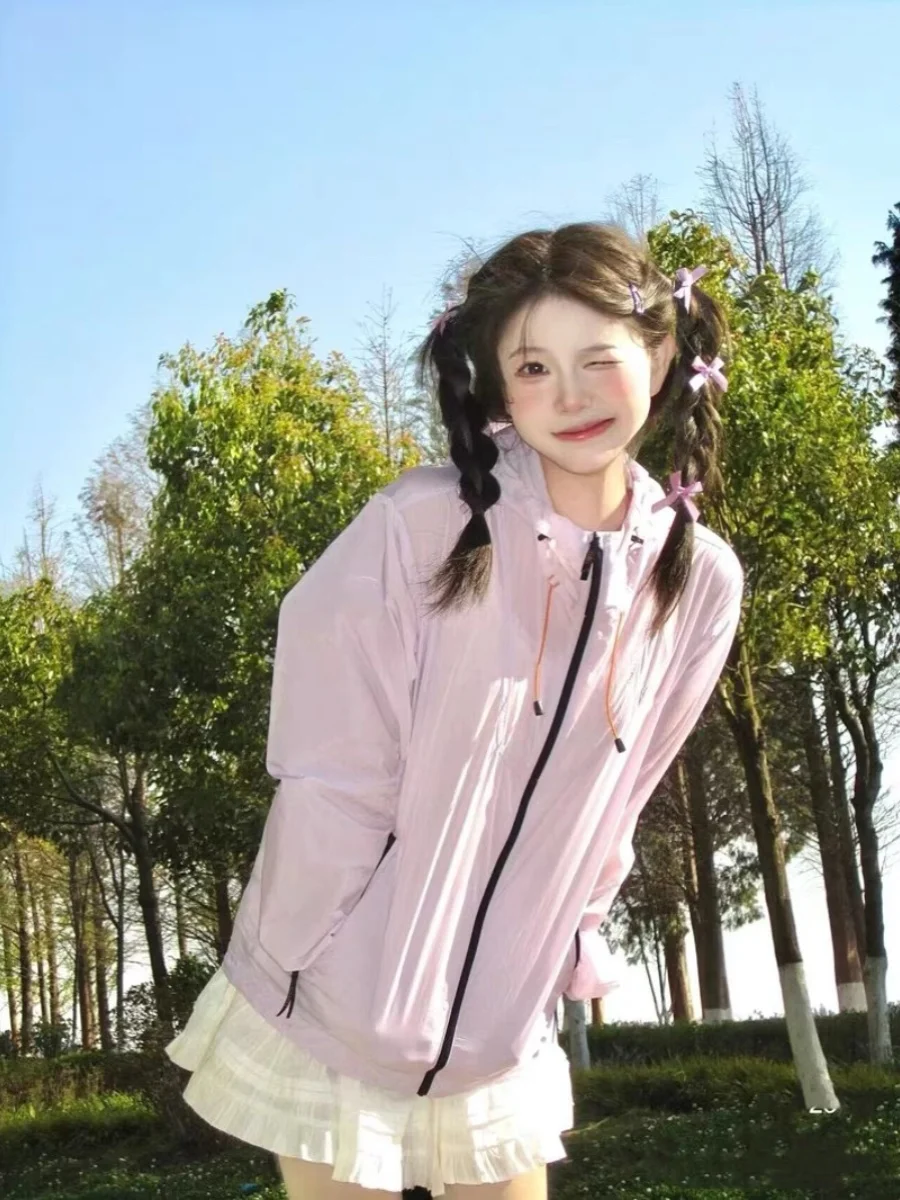 軽量パープル日焼け止め服女性の夏のアウトドアスポーツルーズ学生-uv-保護-qui-dry-多用途-jaet