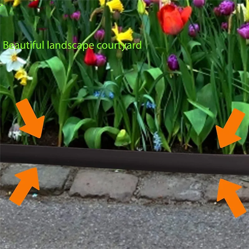 

N84R Landscape Edging,16.4FT Garden Edging With 15 Edging Stakes, Rubber Landscaping Edging For Yard Edging Borders Black