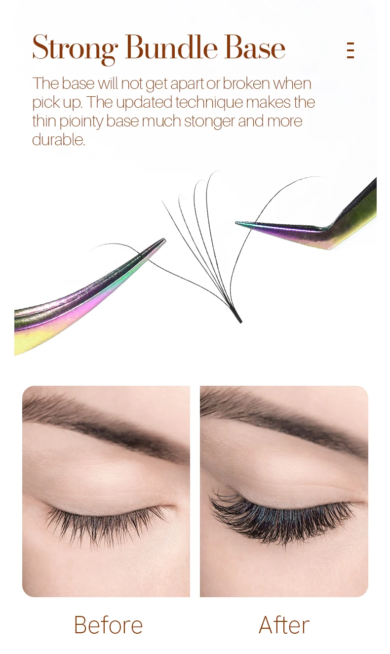 NEW Song Lashes Promade Fans Pointy Base Loose Fans Sharp Thin Root Korea PBT Material 500 Fans