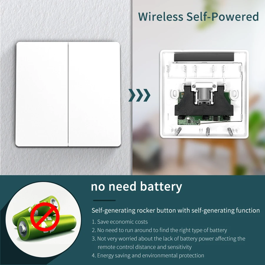 16A WiFi Smart Wireless Switch 433MHz autoalimentato nessuna batteria necessaria interruttori Tuya Wall House per Alexa Echo Google Home